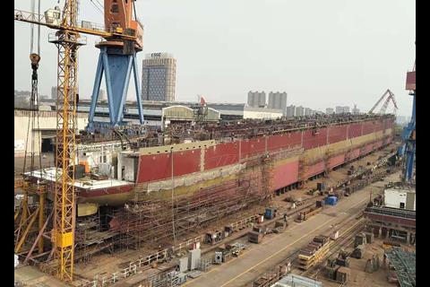 The 26,000dwt SUL (Self Un Loader) Bulker is under construction at CSSC Chengxi Shipyard. (credit: CSL Group)